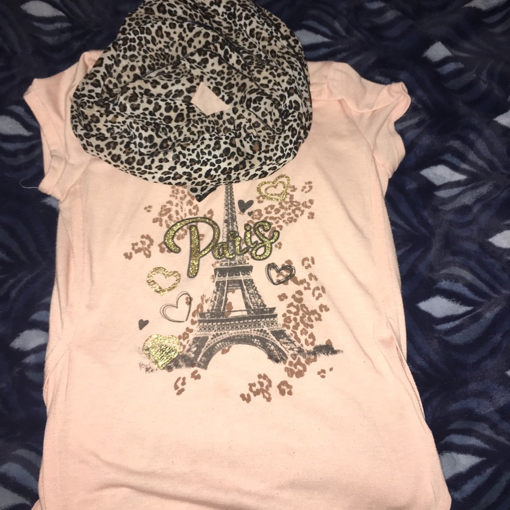 Shirt with attached scarf